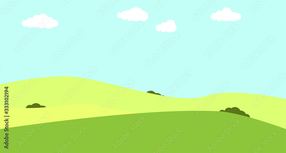 Fields and hills. Vector illustration. Farmland.