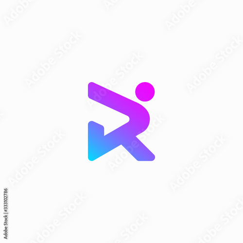 letter r run people vector logo