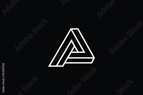 Minimal elegant monogram art logo. Outstanding professional trendy awesome artistic 3D P AP PA initial based Alphabet icon logo. Premium Business logo White color on black background