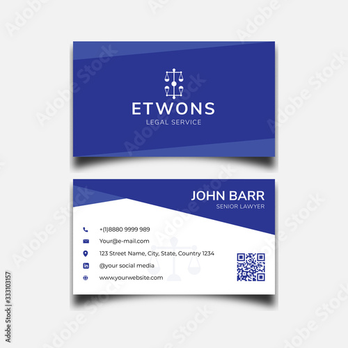 Law firm business card elegant blue design template