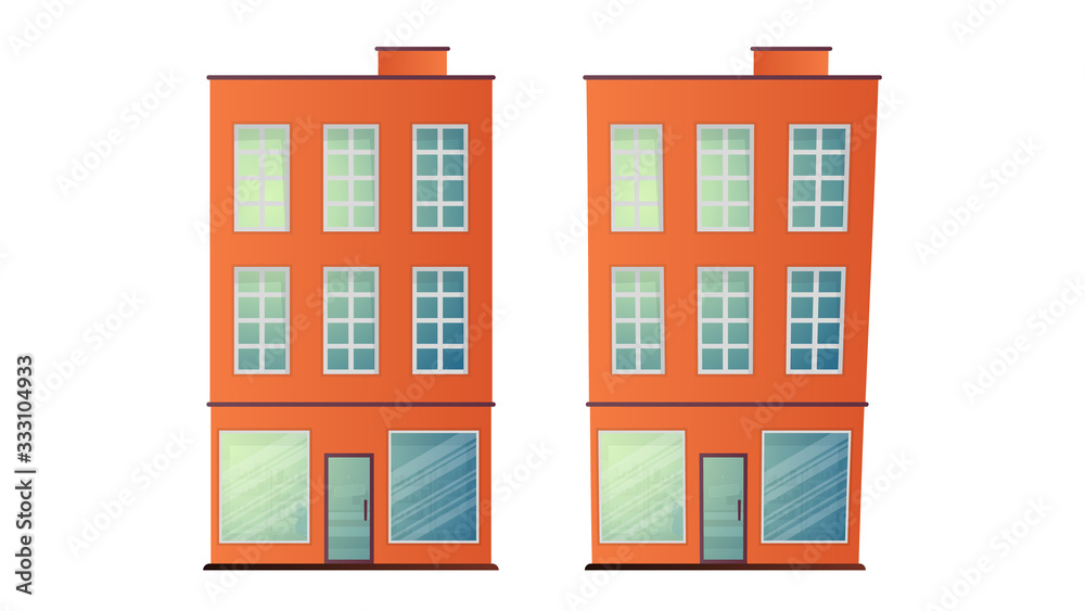 Vector illustration of high-rise buildings. Buildings for the design of the city. Isolated on a white background.