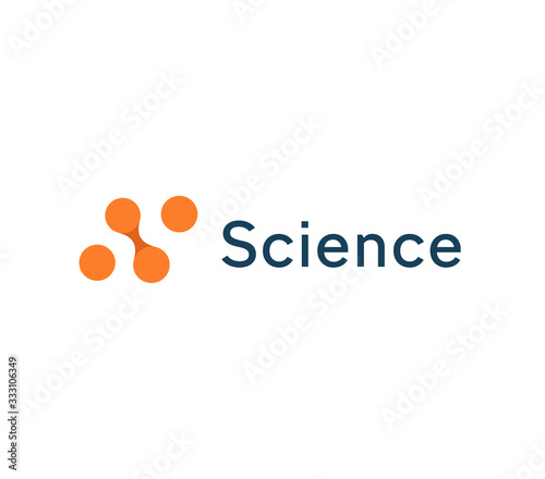 Abstract science icon, orange circles, dotted logo template. Minimal emblem concept for laboratory, research and diagnostic center. Vector logo.
