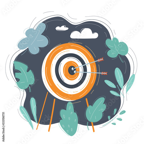 Illustration of target with arrow on dark background