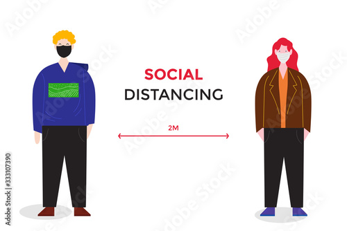 social distancing illustration of people giving distance to avoid coronavirus