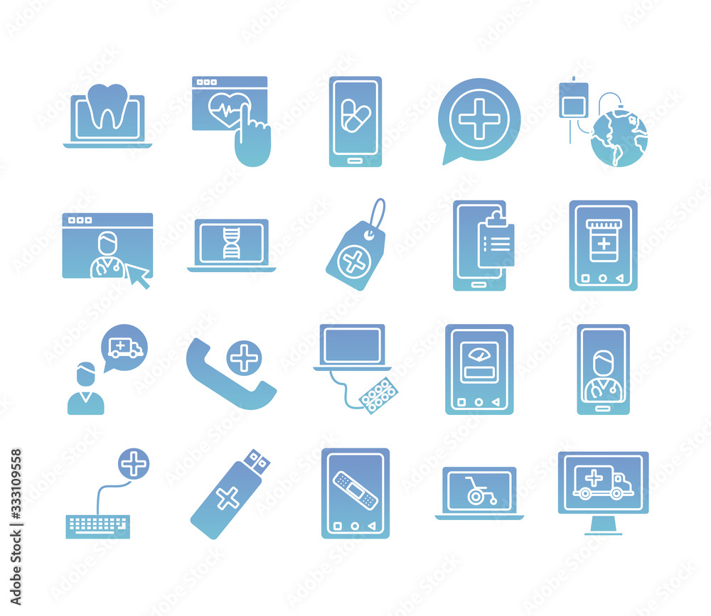 bundle of health online set icons bundle of health online set icons