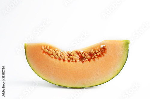 A juicy rockmelon from Japan on a white background