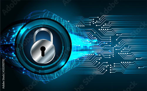 Closed Padlock on digital background  cyber security