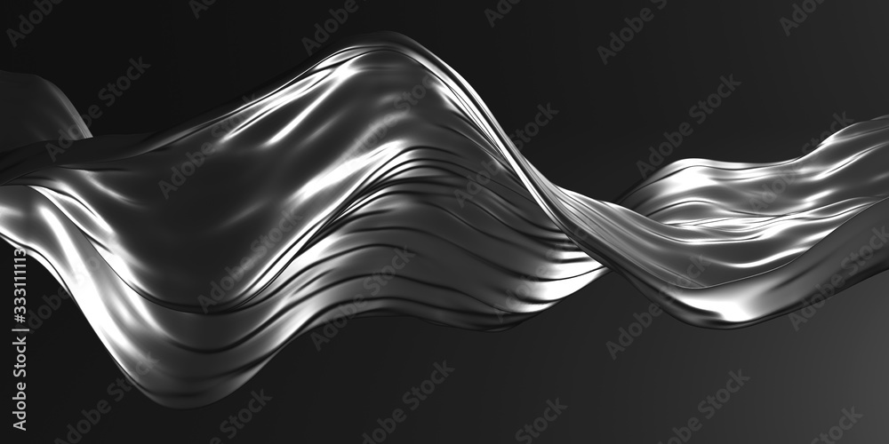 Naklejka Metallic abstract wavy liquid background