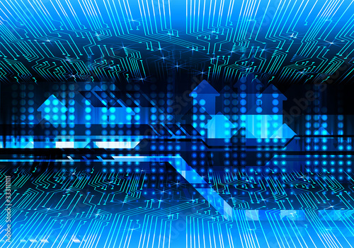 Blue cyber circuit future technology concept background