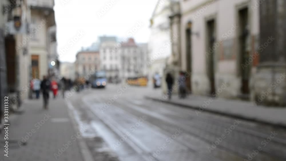 Blurred Background of many people on street square old ancient city Blurred Background of many people on street square old ancient city