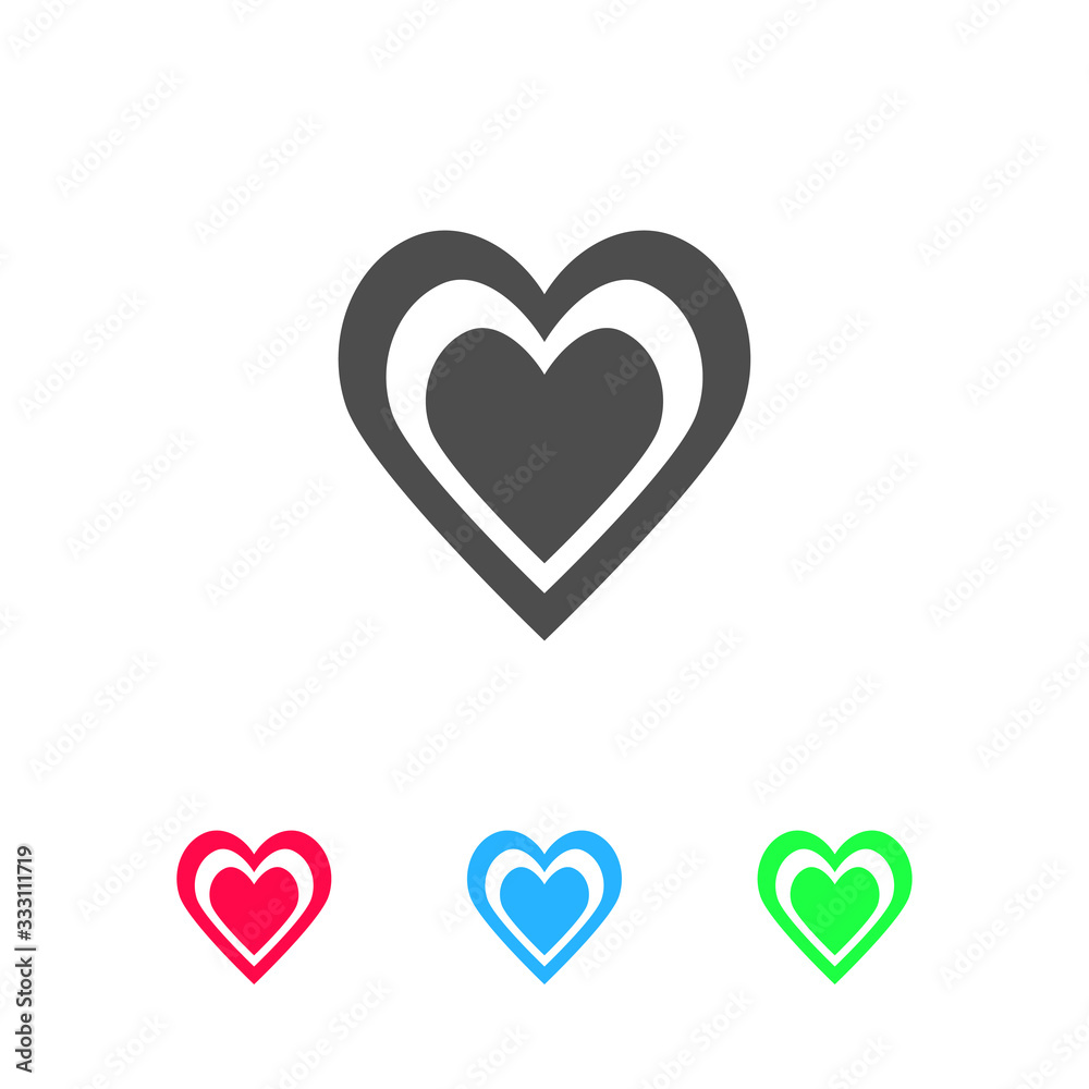 Heart in heart icon flat.