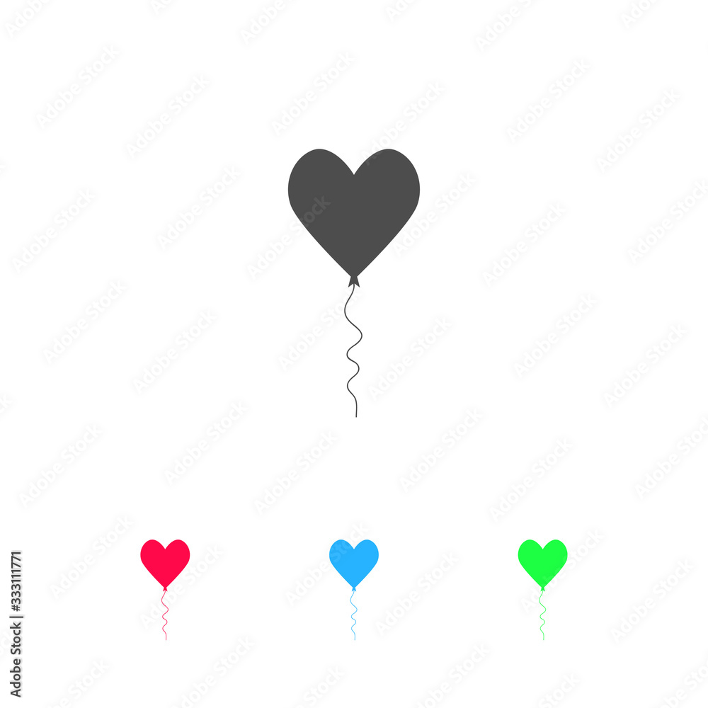 Heart balloon icon flat.