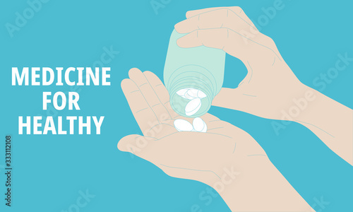 Illustration of preparing medicine for eating.