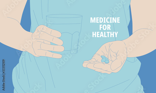 Illustration of preparing medicine for eating.