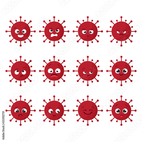 Vector symbol of a coronavirus infection. Emotional aggressive icon