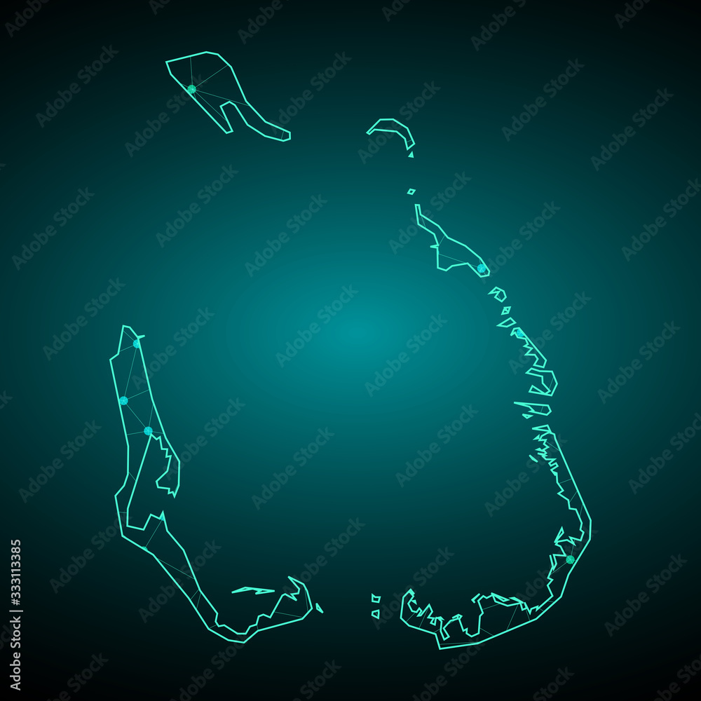 Tableau sur toile Map of Cocos Keeling Islands, High detailed blue vector map – Cocos Island map