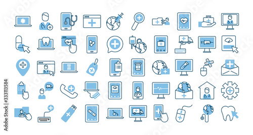 bundle of health online set icons