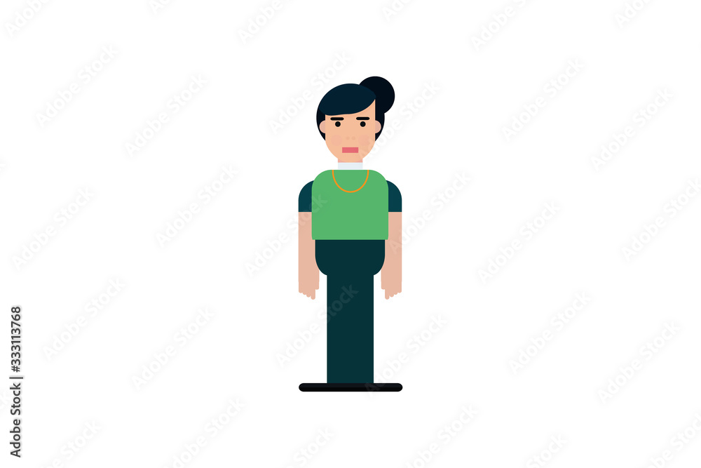 Character in flat design style isolated. Flat character cartoon vector illustration.