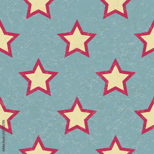 Circus carnival retro vintage stars seamless pattern. Textured old fashioned retro graphic template. Vector texture background tile. For parties  birthdays  decorative elements.