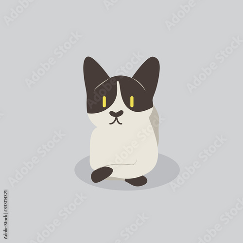 cat vector cartoon illustration. Cute friendly welsh cat, isolated on grey. Pets, animals, cat theme design element in contemporary simple flat style © allaboutvector