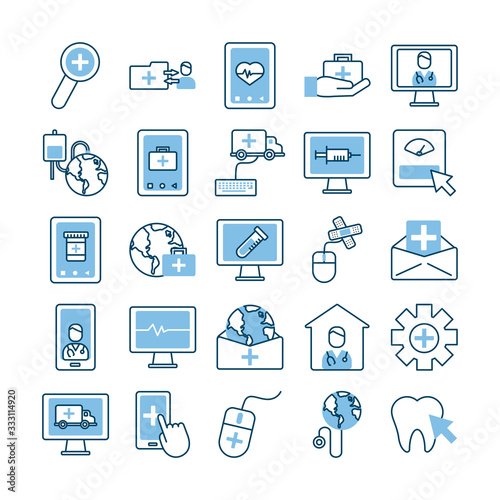 bundle of health online set icons
