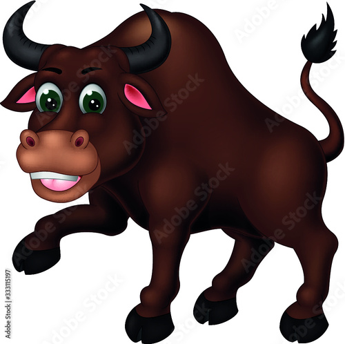 Cool Brown Bull Cartoon