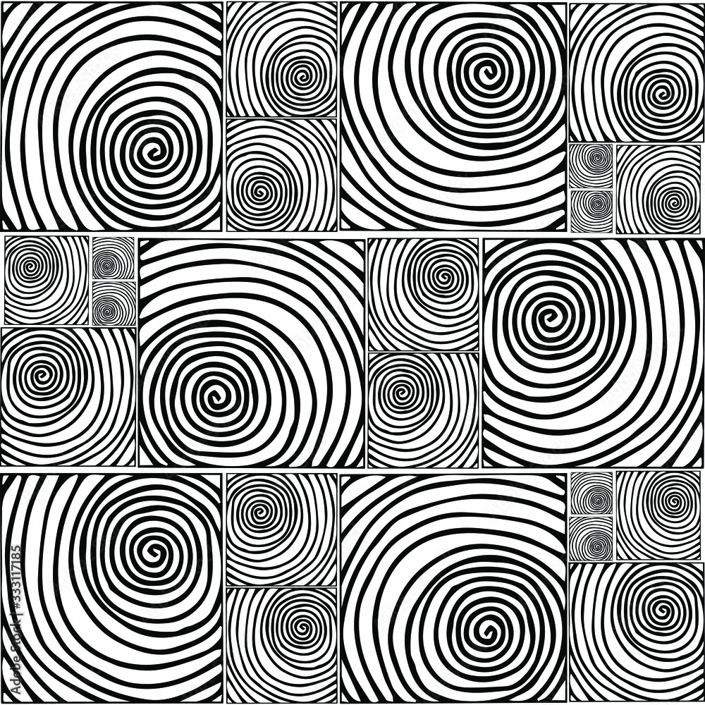 Fototapeta premium Squares with patterns inside. Tiles with illustrations.