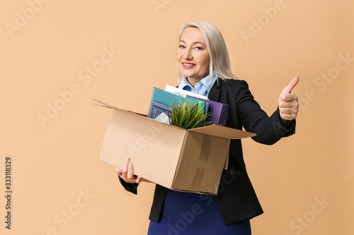 Happy fired mature woman wi...