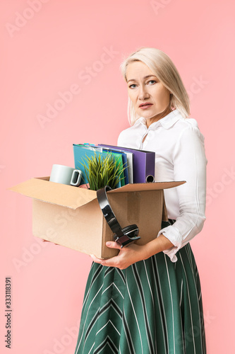Sad fired mature woman with...