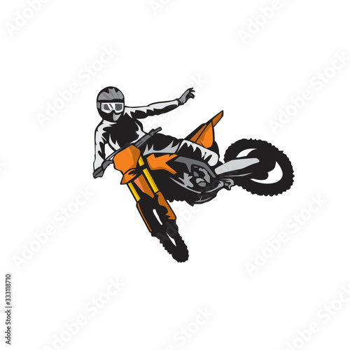 Motocross who jump doing a freestyle illustration design vector