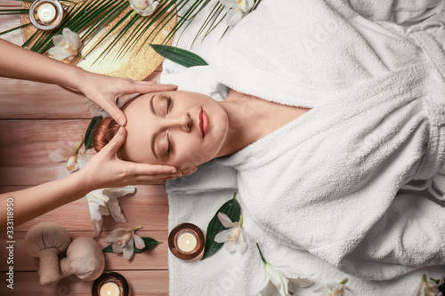 Beautiful woman receiving m...