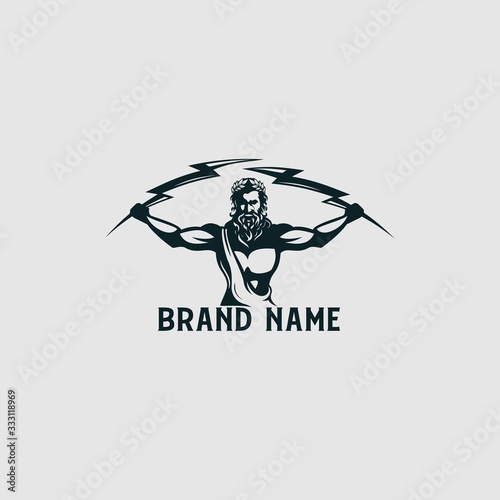 The God of Zeus holding thunder Logo