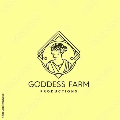 Vintage mono line goddess logo