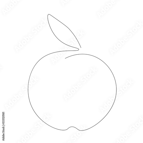 Apple icon line drawing isolated on the white background. Vector illustration.