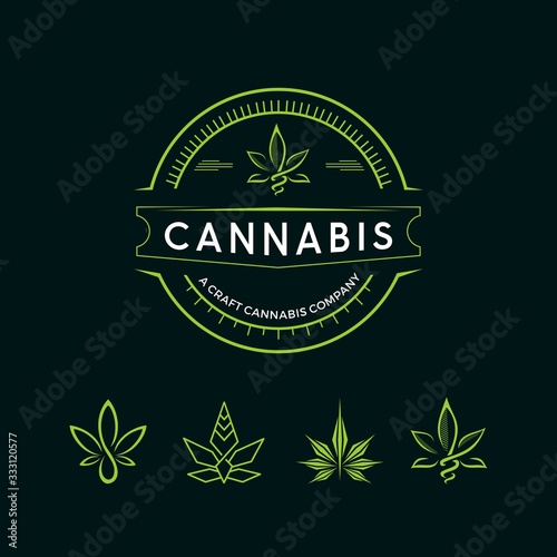 Abstract vintage cannabis leaf logo