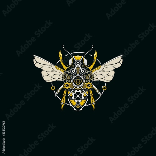 Abstract bee steam punk illustration logo