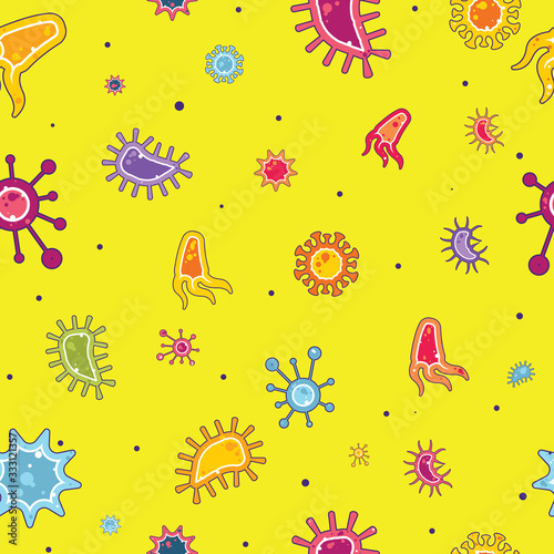 vector virus health care concept color seamless pattern.