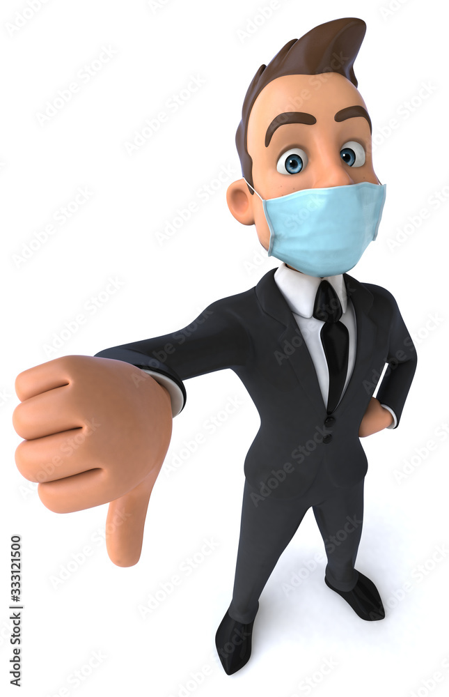 3D illustration of a cartoon character with a mask 3D illustration of a cartoon character with a mask
