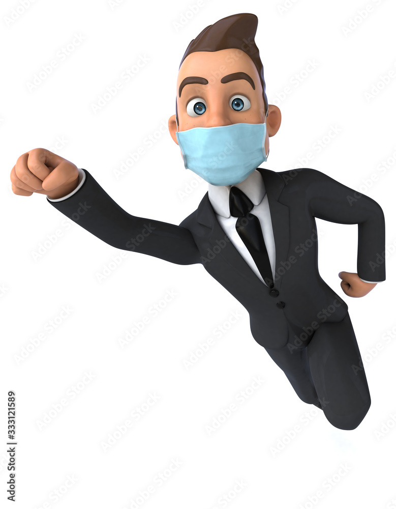 3D illustration of a cartoon character with a mask 3D illustration of a cartoon character with a mask