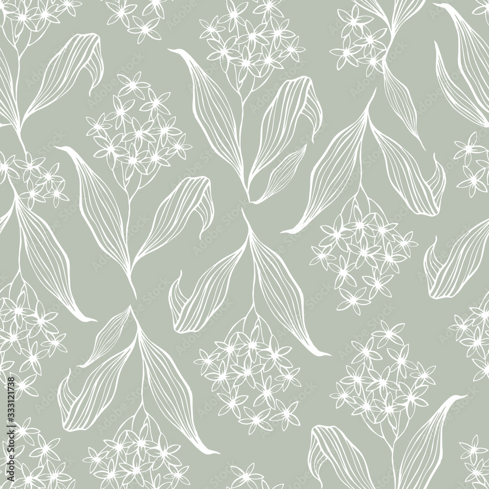 Fototapeta premium Vector seamless pattern with hand drawn flowers.