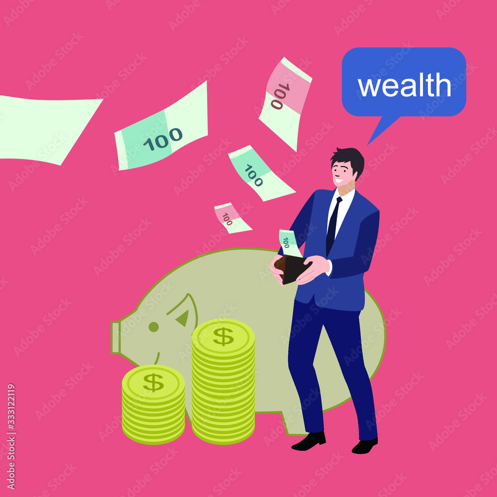 Financial growth concept with gold, character financial management Financial growth concept with gold, character financial management
