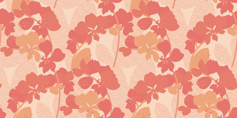 Wandcirkels Orchidee patronen Oranje orchideeën abstract bloemenpatroon  © galyna_p