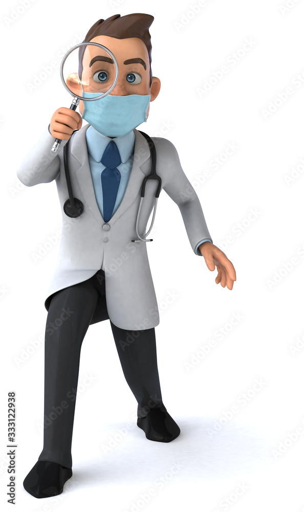 3D illustration of a cartoon character with a mask 3D illustration of a cartoon character with a mask