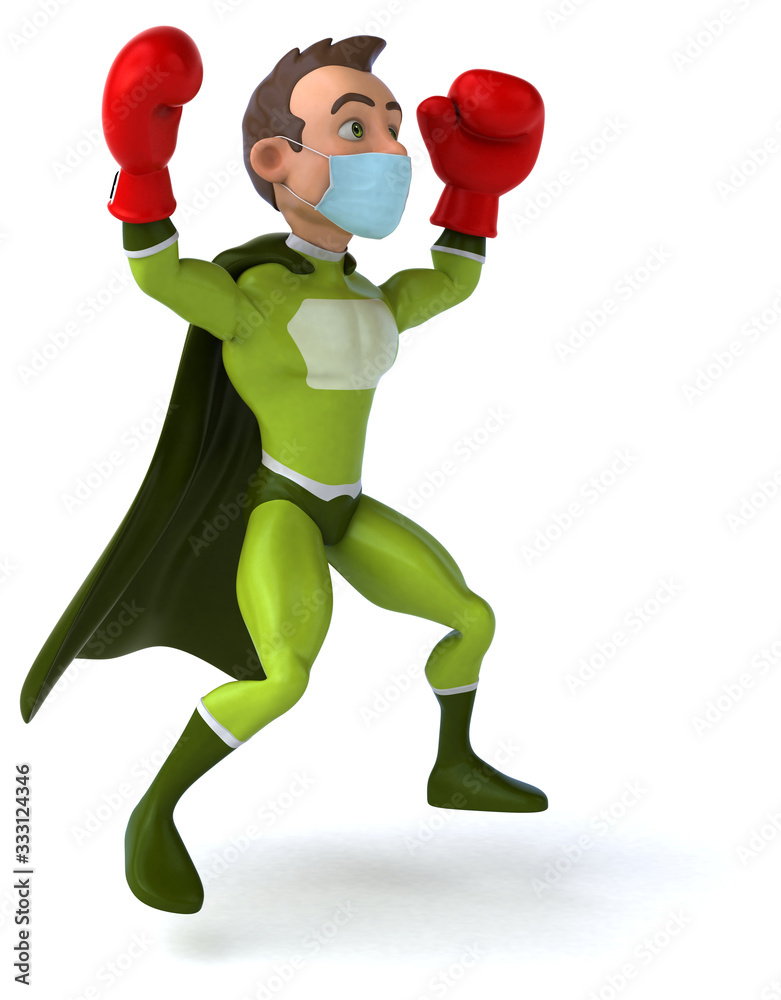 3D illustration of a cartoon character with a mask 3D illustration of a cartoon character with a mask