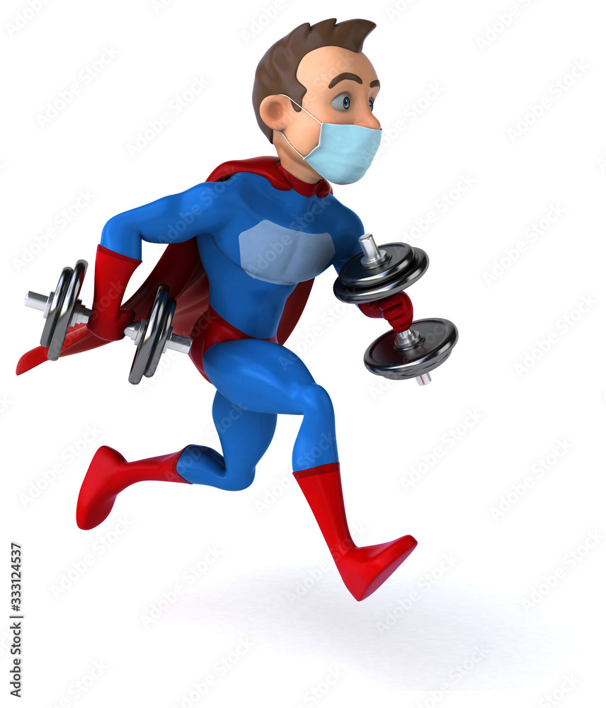 3D illustration of a cartoon character with a mask 3D illustration of a cartoon character with a mask