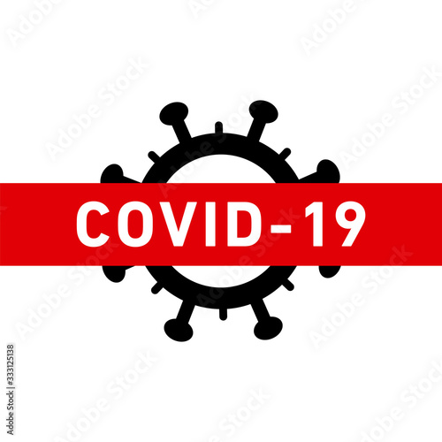 Stop CoVid-19 alert icon. Vector concept illustration of Covid-19 virus | flat design infographic iconred and black on white background