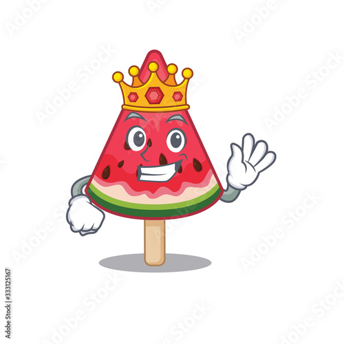 The Royal King watermelon ice cream cartoon character design with crown