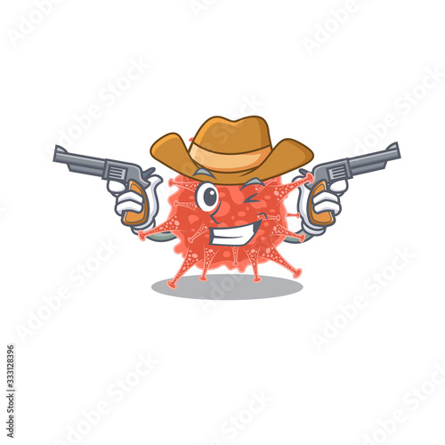Funny orthocoronavirinae as a cowboy cartoon character holding guns