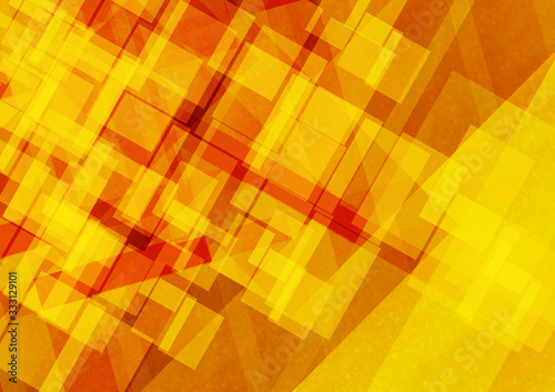Abstract gold background squares rectangles and triangles in geometric pattern design. Textured yellow orange paper