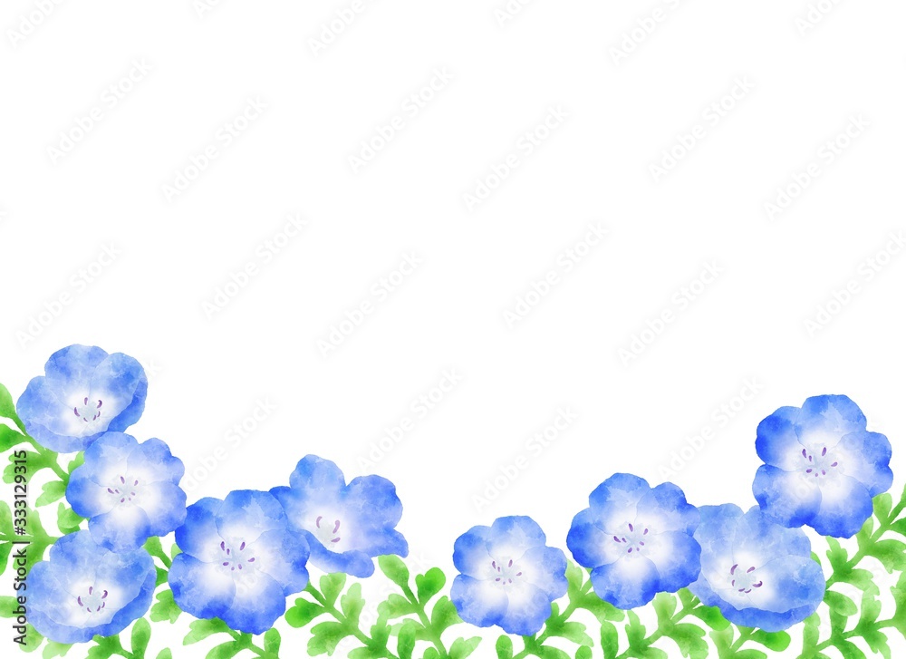ネモフィラのフレーム 花畑 イラスト Stock Illustration Adobe Stock